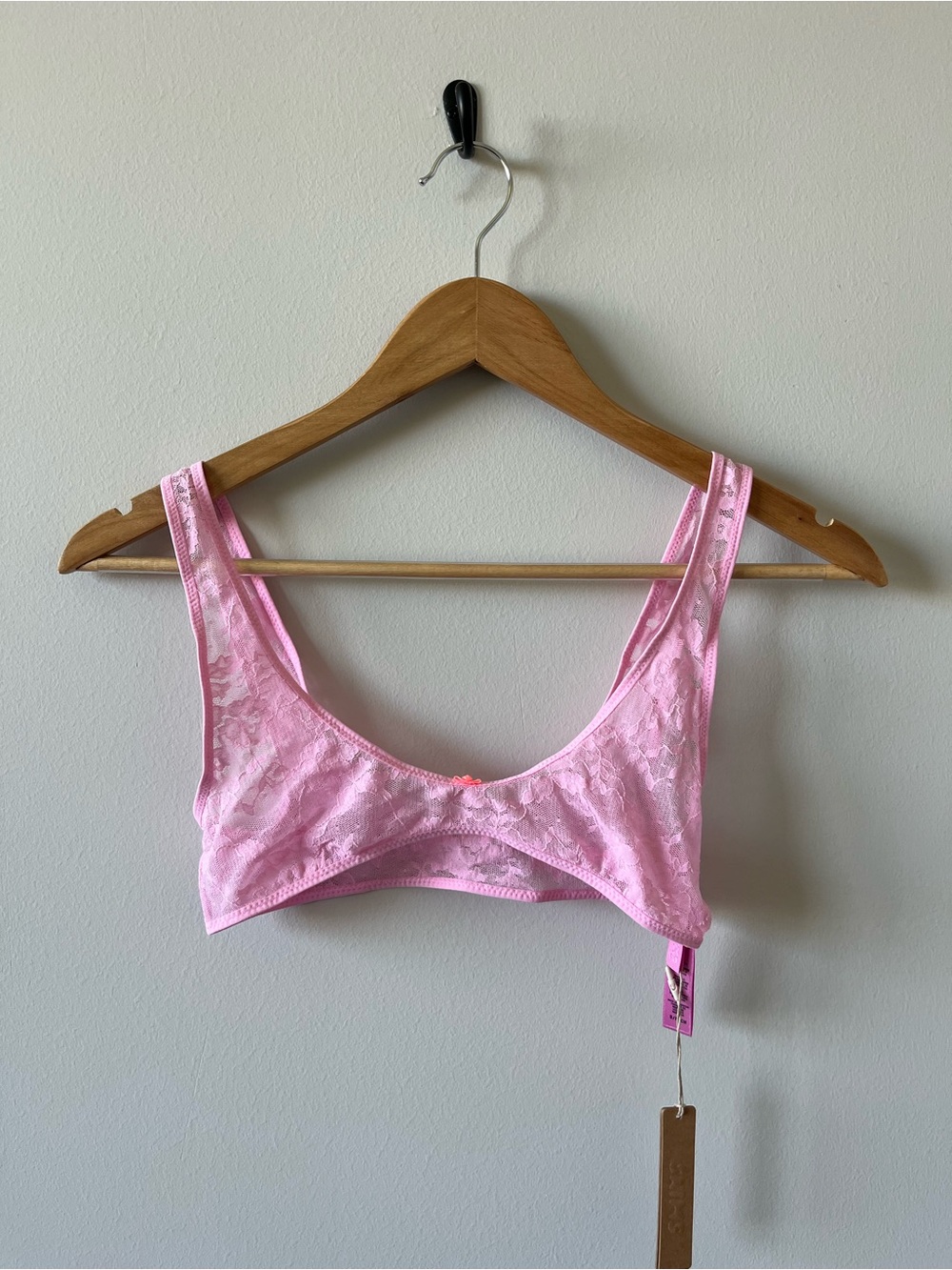 SKIMS Stretch Lace Plunge Bralette Small NWT Cotton Candy Color